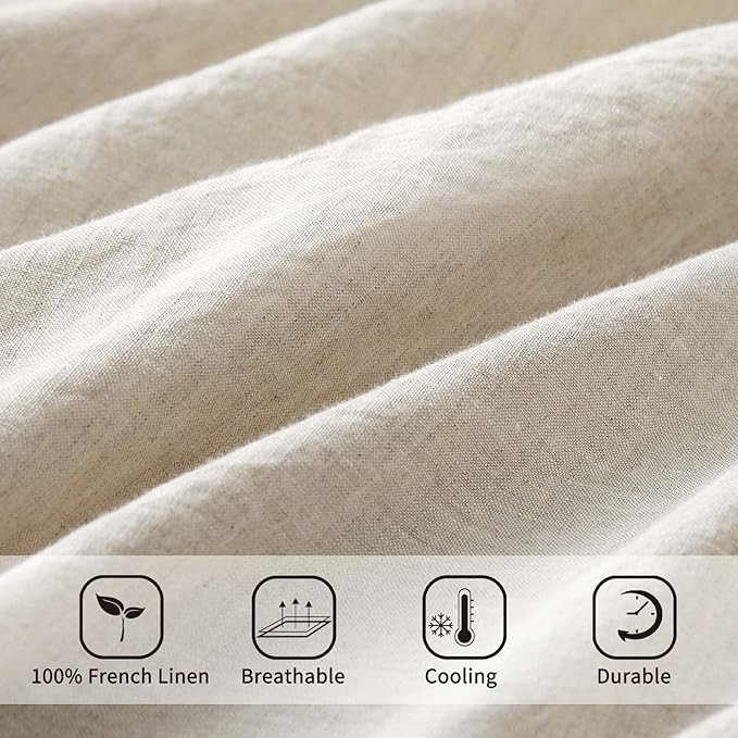 ATLINIA Bedding Linen Bed Sheets Set - 100% Pure Flax Linen Sheets Queen Size Stone Washed French... | Amazon (US)