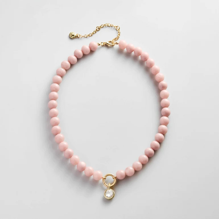 Janette Beaded Ring Necklace - Light Pink Bead | BaubleBar