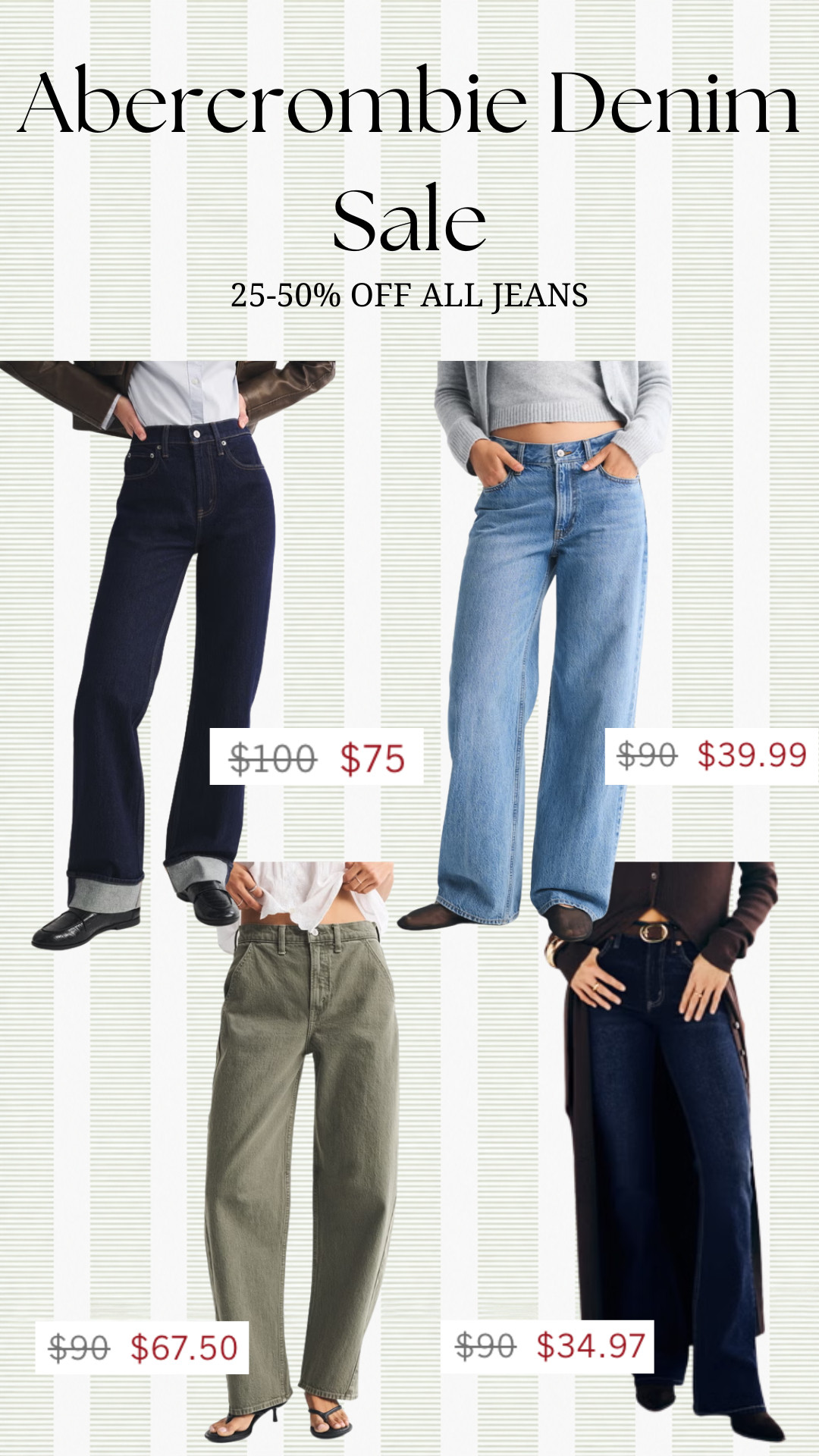 Abercrombie is having a denim sale event (25-50% off all jeans) + 20% off almost everything else! 

Resharing some of my tried-and-true faves from the past year! ✨  

 #LTKgrwm #LTKootd #LTKSaleAlert
