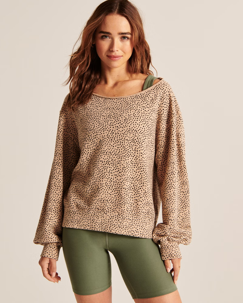 Leopard Terry Boatneck Crew Sweatshirt | Abercrombie & Fitch (US)
