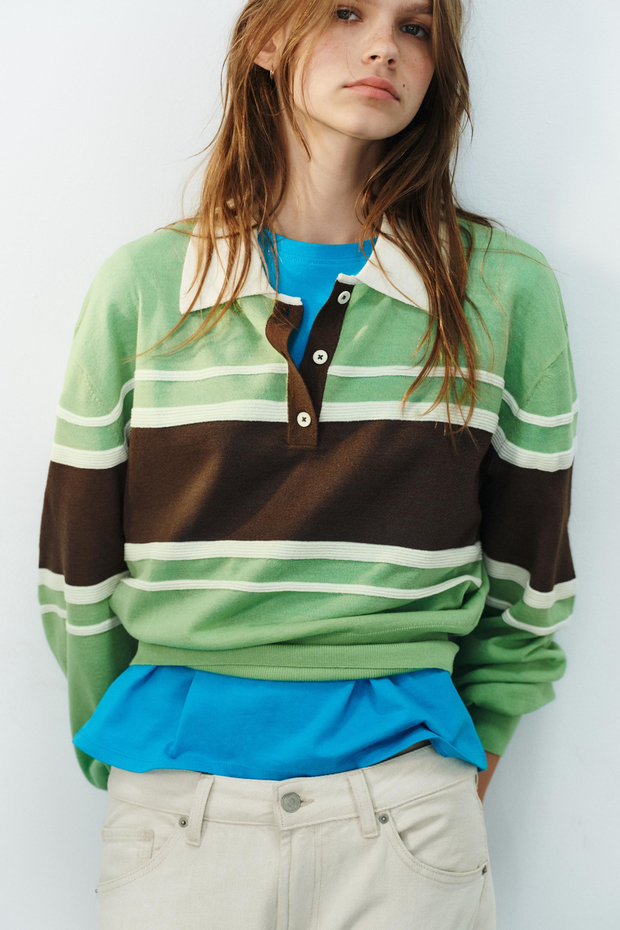 Model height: 179 cmJumper with a polo collar and long sleeves with cuffs. Front button fastening... | Zara UK