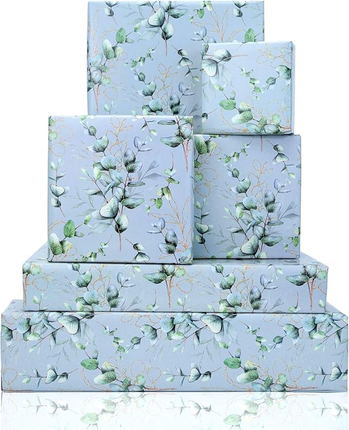 Vnaaem Eucalyptus Leaves Wrapping Paper for Men Women - 6 Pc Greenery Leaves Design Gift Wrap Pap... | Amazon (US)