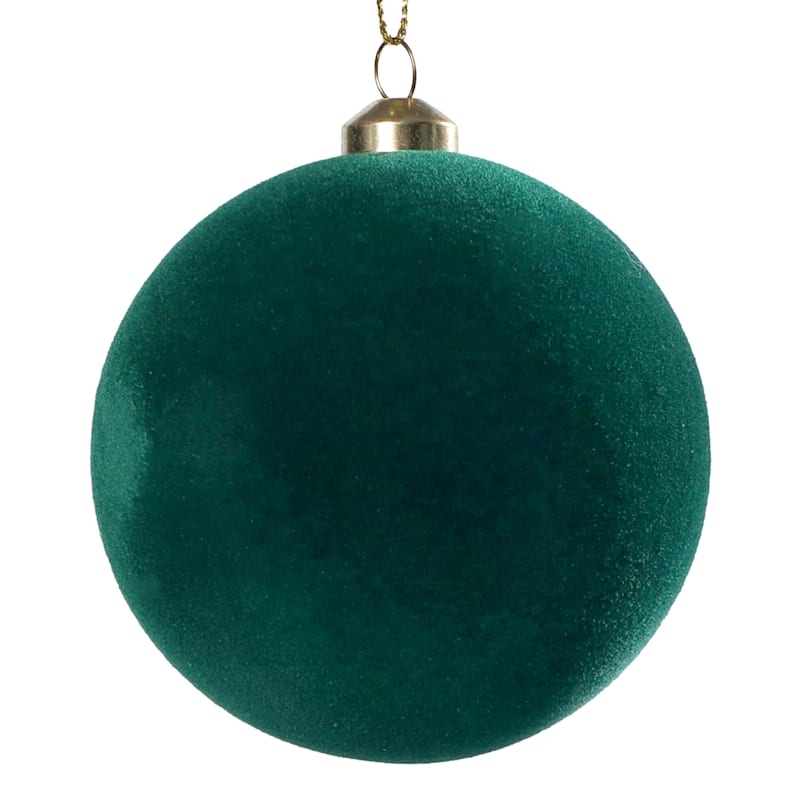 Crosby St Flocked Green Ball Ornament, 3" | At Home