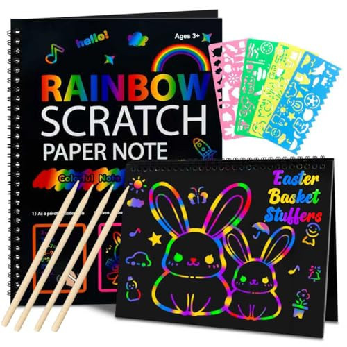Easter Basket Stuffers for Teens: Scratch Paper Art Crafts Back to School Classroom Teacher Supplies Easter Gifts for Kids Game Party Favors Activities Toys for Boy Girls Ages 3-12 Years Old 2Pack | Amazon (US)