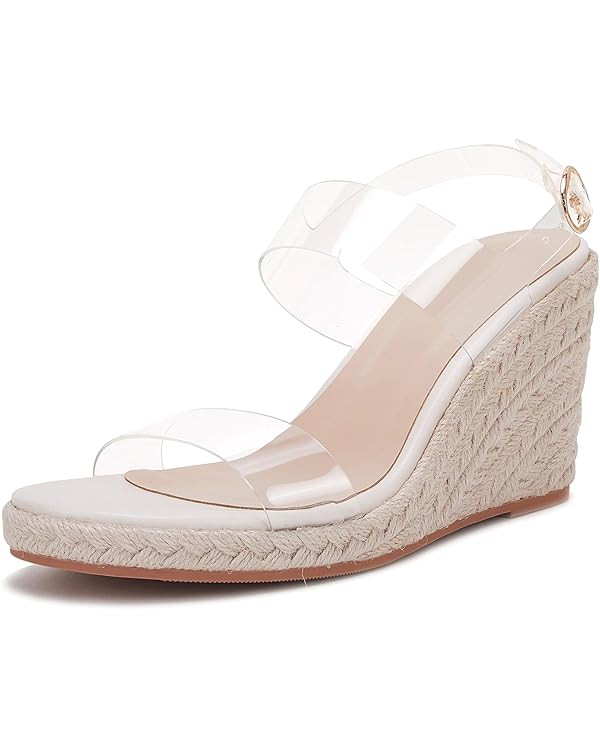 VETASTE Womens Espadrille Wedge Sandals Heels Open Toe Platform High Heeled Ankle Strap Buckle Dr... | Amazon (US)