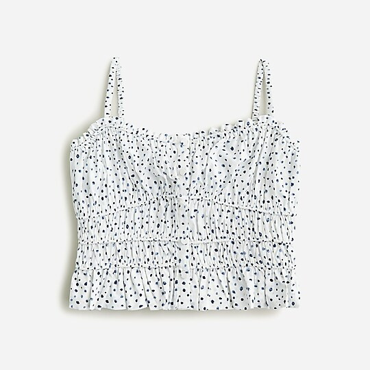 Cinched-waist cotton poplin tank top in dot | J. Crew US