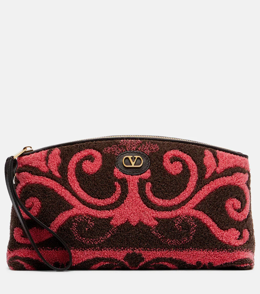 Valentino Garavani VLogo leather-trimmed terry pouch | Mytheresa (US/CA)