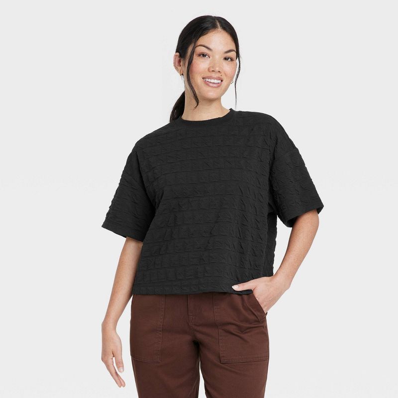 Women's Short Sleeve Quilted Boxy T-Shirt - A New Day™ | Target