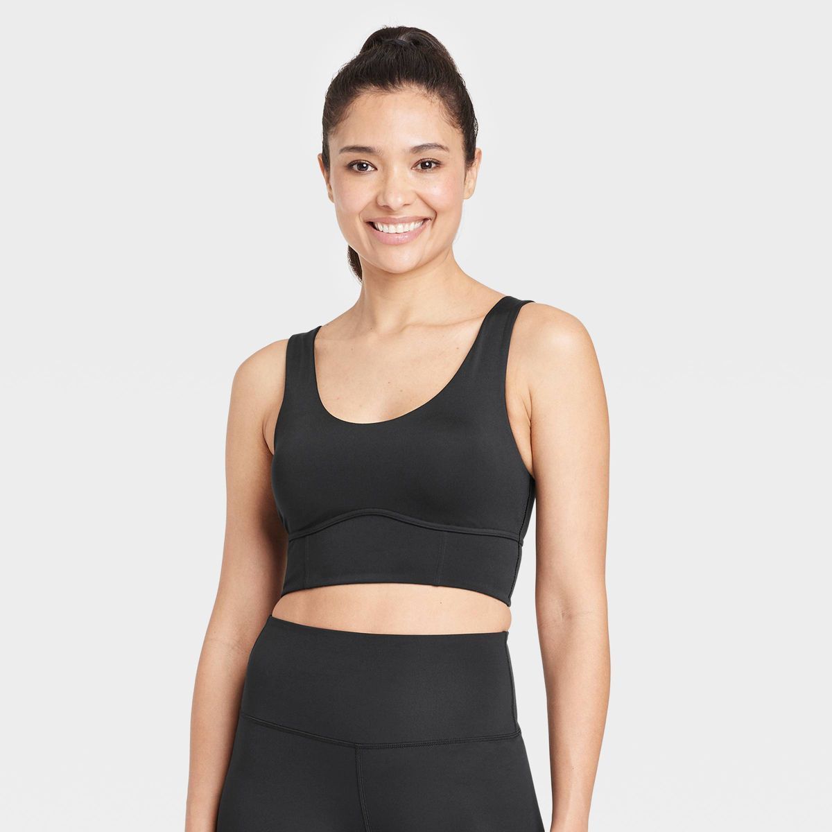 Women's Light Support Brushed Sculpt Bold Stitch Sports Bra - All in Motion™ | Target