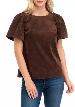Crown & Ivy™ Women's Puff Sleeve Corded Top | Belk