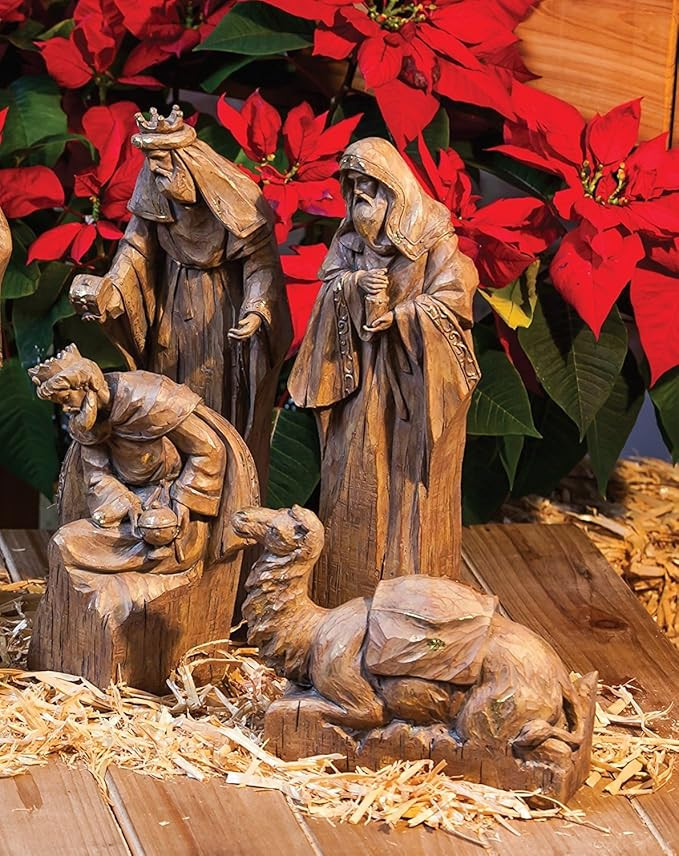 New Creative Resin Carved Nativity Scene, 11 Piece Set | Amazon (US)