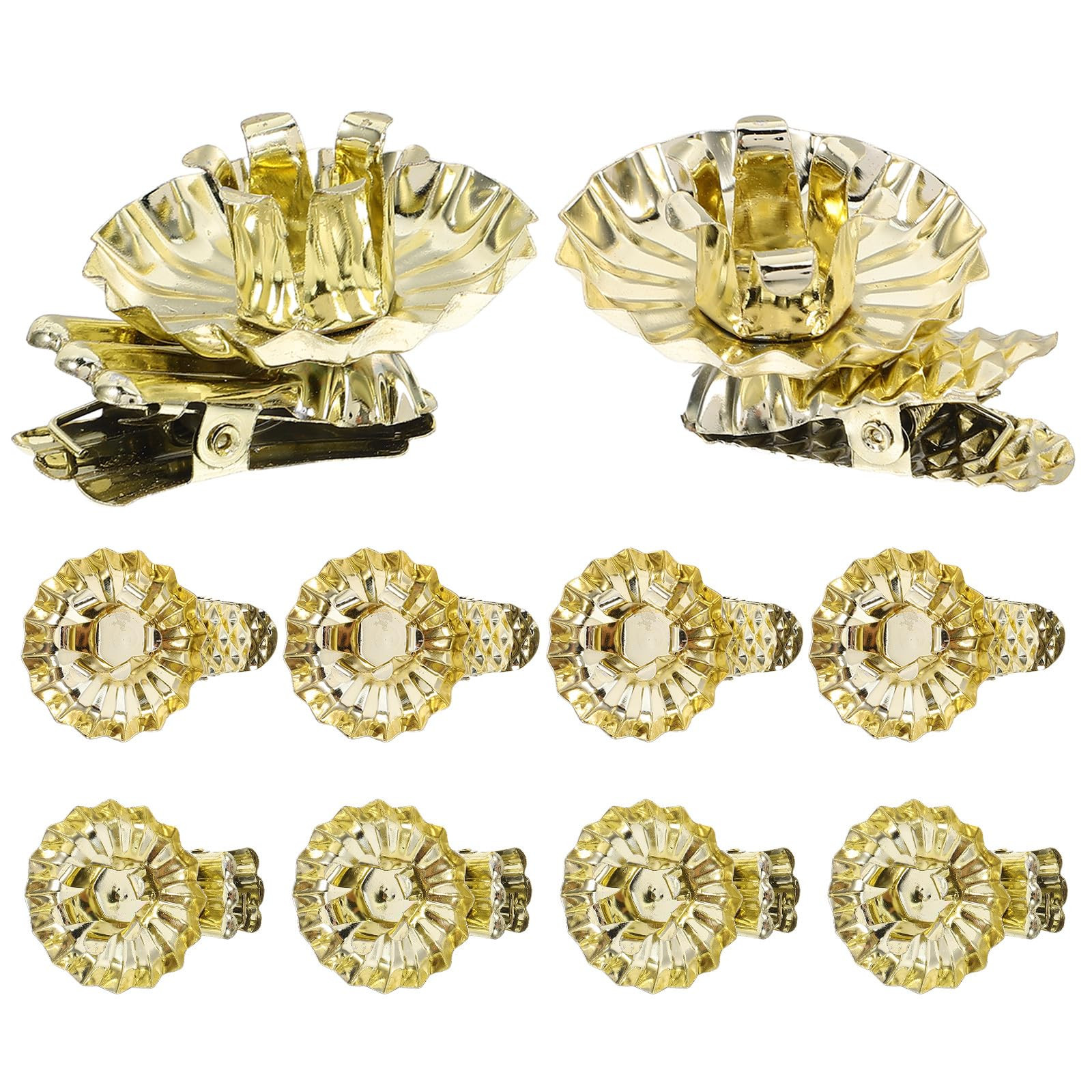 Amosfun 20pcs Christmas Tree Candle Clips Metal Base Clip-on Candle Holder Vintage Candlestick Holder Christmas Party Supply Golden | Amazon (US)