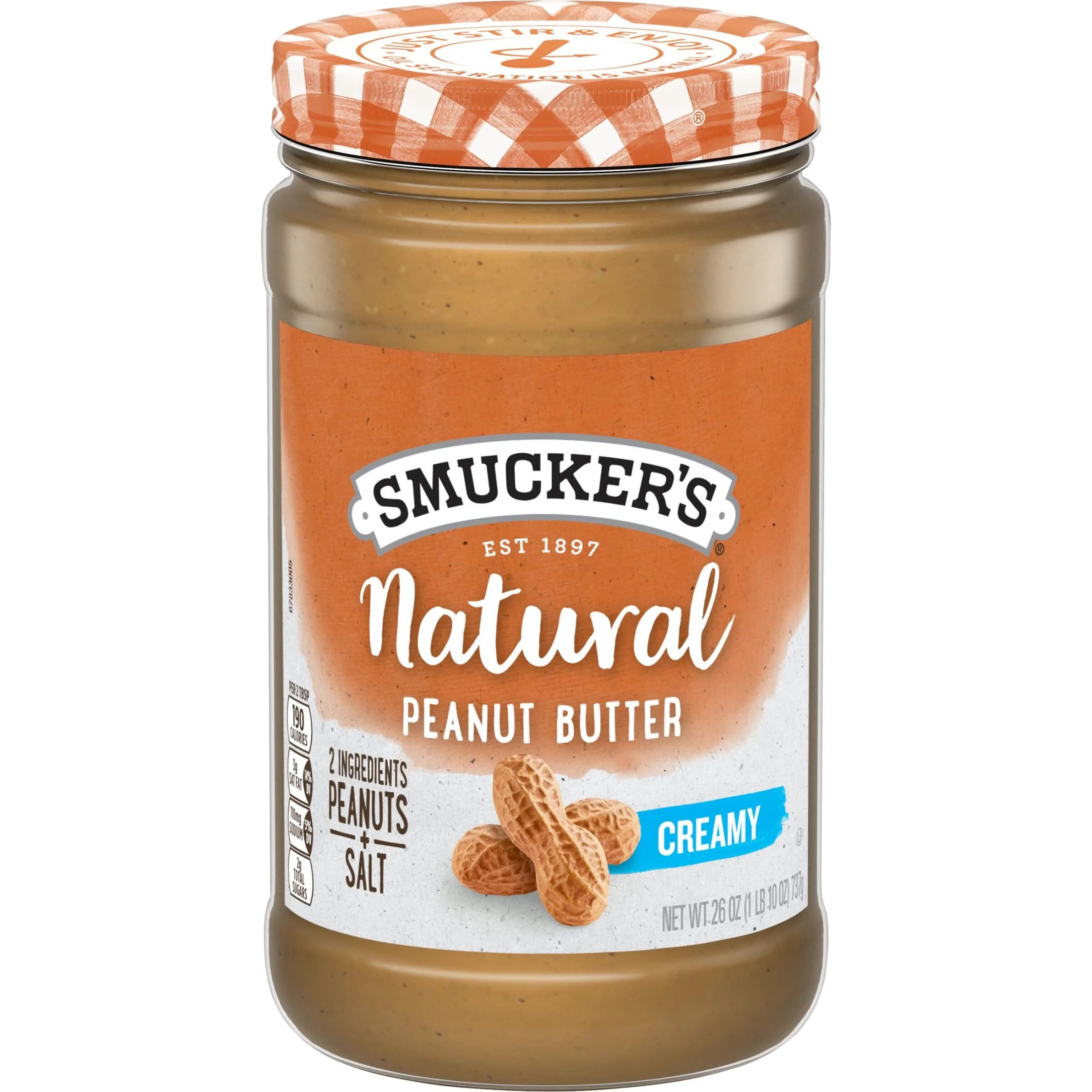 Smucker’s Natural Creamy Peanut Butter, 26 oz Jar | Walmart (US)