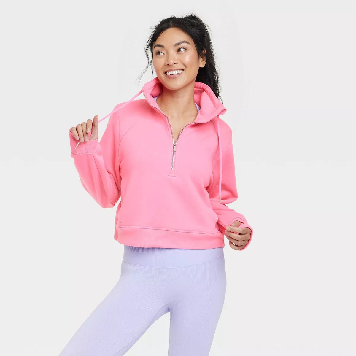 Women's Fleece Half Zip Pullover - All In Motion™ Pink 2X | Target