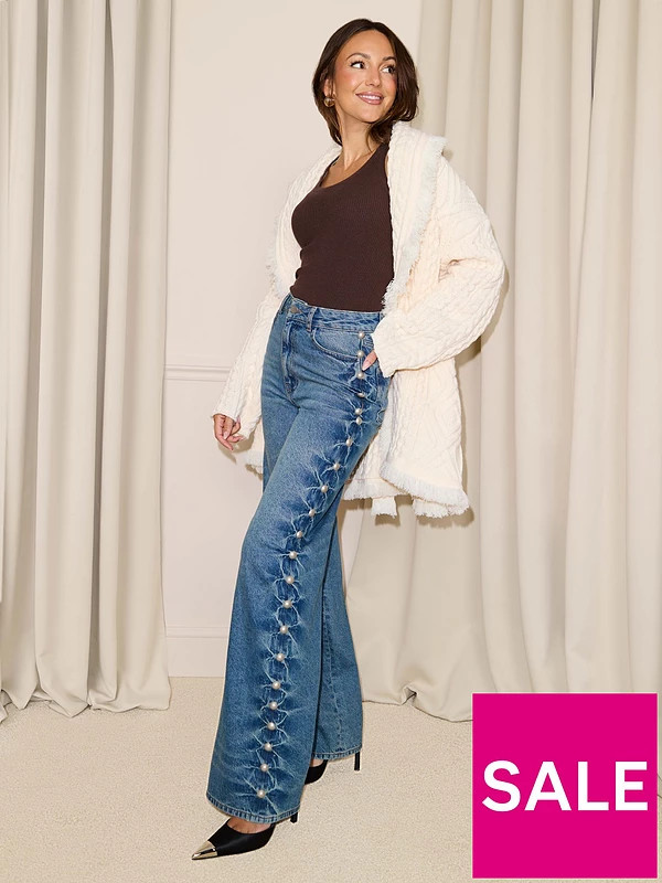 Michelle Keegan Stud Detail Jeans - Blue | Very (UK)