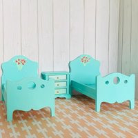 Dollhouse Strombecker Bed Nightstand Bedroom Aquq Wood Vintage Maileg | Etsy (US)