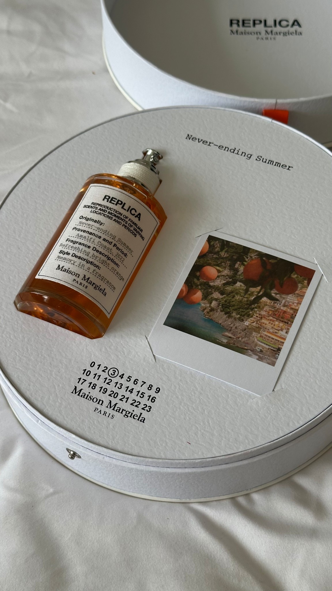 NEVER-ENDING SUMMER
RELIVE MEMORIES OF ETERNAL SUMMER WITH MAISON MARGIELA
REPLICA'S NEWEST FRAGRANCE, NEVER-ENDING SUMMER.
SCENT TYPE: FRESH CITRUS & FRUITS FRAGRANCE DESCRIPTION:
A BRIGHT CITRUS FRAGRANCE THAT CAPTURES THE FEELING OF A VIBRANT SUMMER ESCAPE.
ITALIAN SPRITZ ACCORD, RECOGNIZABLE FOR ITS UPLIFTING ESSENCE, INTERTWINES WITH NOTES OF FRESHLY PEELED ORANGE AND VIBRANT VETIVER, TRANSPORTING YOU TO MEMORIES ON THE AMALEI COAST WHERE TIME SLOWS DOWN AND YOU CAN TRULY EMBRACE THE BEAUTY OF THE MOMENT.
@MAISONMARGIELAFRAGRANCES @SEPHORA
#GIFTEDBYMARGIELAFRAGRANCES #REPLICANEVERENDINGSUMMER

#LTKFamily #LTKHome #LTKSeasonal