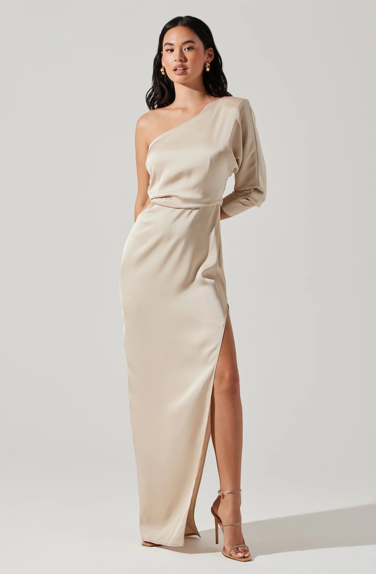 Amari Satin Cutout One Shoulder Maxi Dress | ASTR The Label (US)