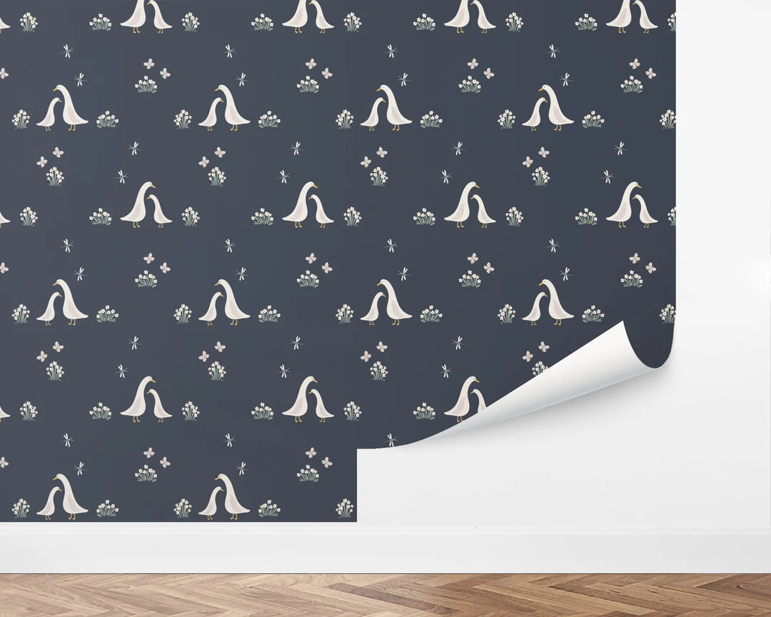 Custom Kids Peel and Stick Wallpaper, Removable Wallpaper Darling Ducklings Wallpaper by Love Vs.... | Etsy (US)