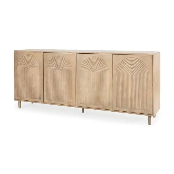 Tucker Light Brown Solid Wood w/Patterned Doors Sideboard - 71.75"W x 30"H x 15"D | Bed Bath & Beyond