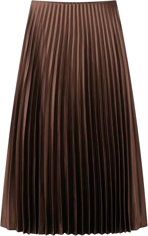 Floerns Women's Elegant Pleated Skirt Mid Waist Dressy Casual Shirring Long Skirt | Amazon (US)