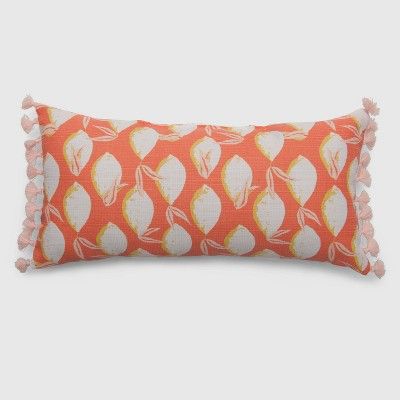 Oversize Lumbar Lemons Outdoor Pillow Coral - Opalhouse™ | Target