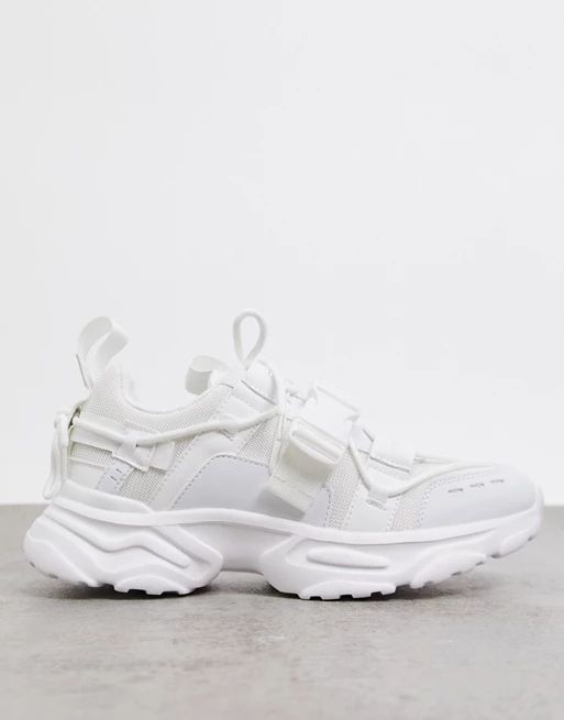 ASOS DESIGN Distract chunky lace up sneakers in white | ASOS (Global)