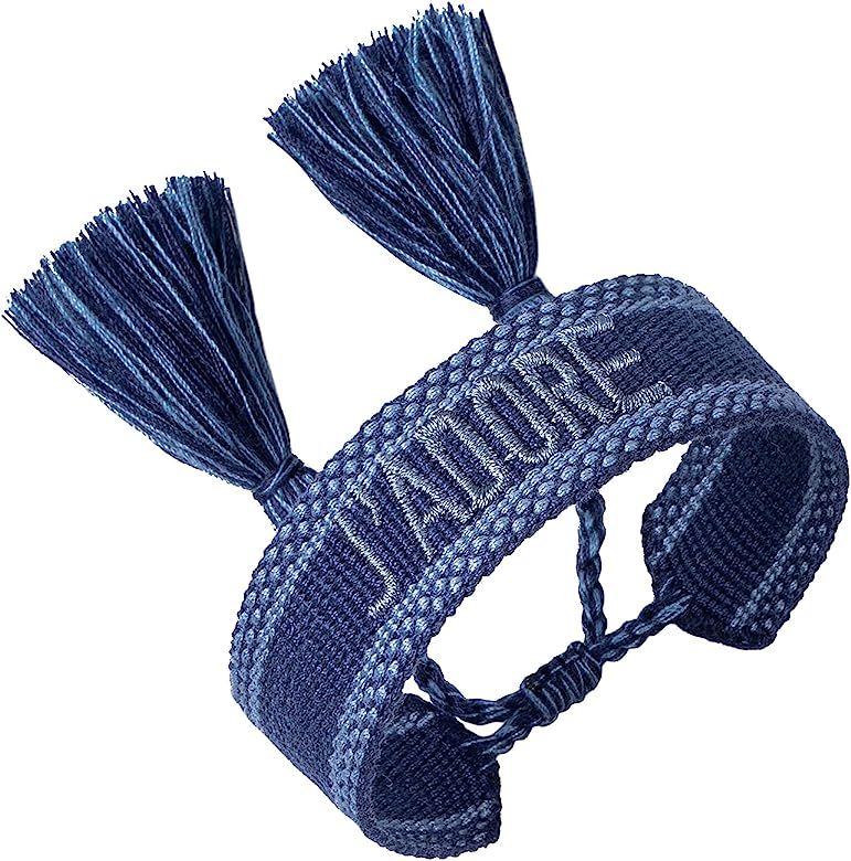 Knitted Word Adjustable Bracelets for Women Girls Woven Friendship Wrap Bracelets | Amazon (US)