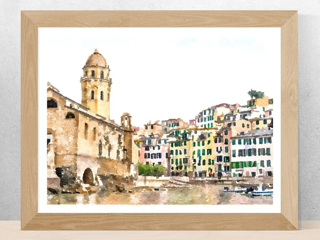 Italy Cinque Terre Watercolor Print, Manarola Poster, Italy Seascape, Liguria Travel Poster, Digi... | Etsy (US)
