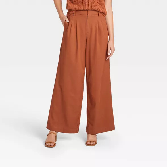 Women's Mid-Rise Wide Leg Trousers - A New Day™ | Target