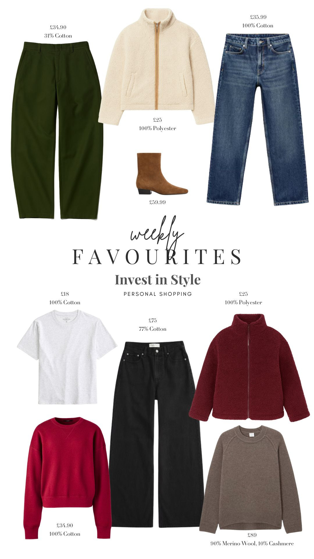 Weekly Favourites 🍁

Autumn Style, Autumn Fashion, New In Season, Wardrobe Staples, Knitwear, Black Jeans, Uniqlo Trousers, Fleece, Suede Boots 

#LTKeurope #LTKuk #LTKautumn