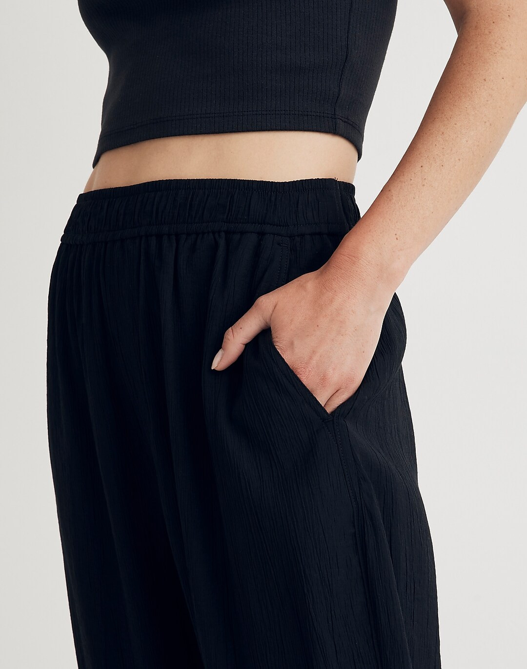 Petite Straight-Leg Crop Pants in  Crinkled Crepe | Madewell