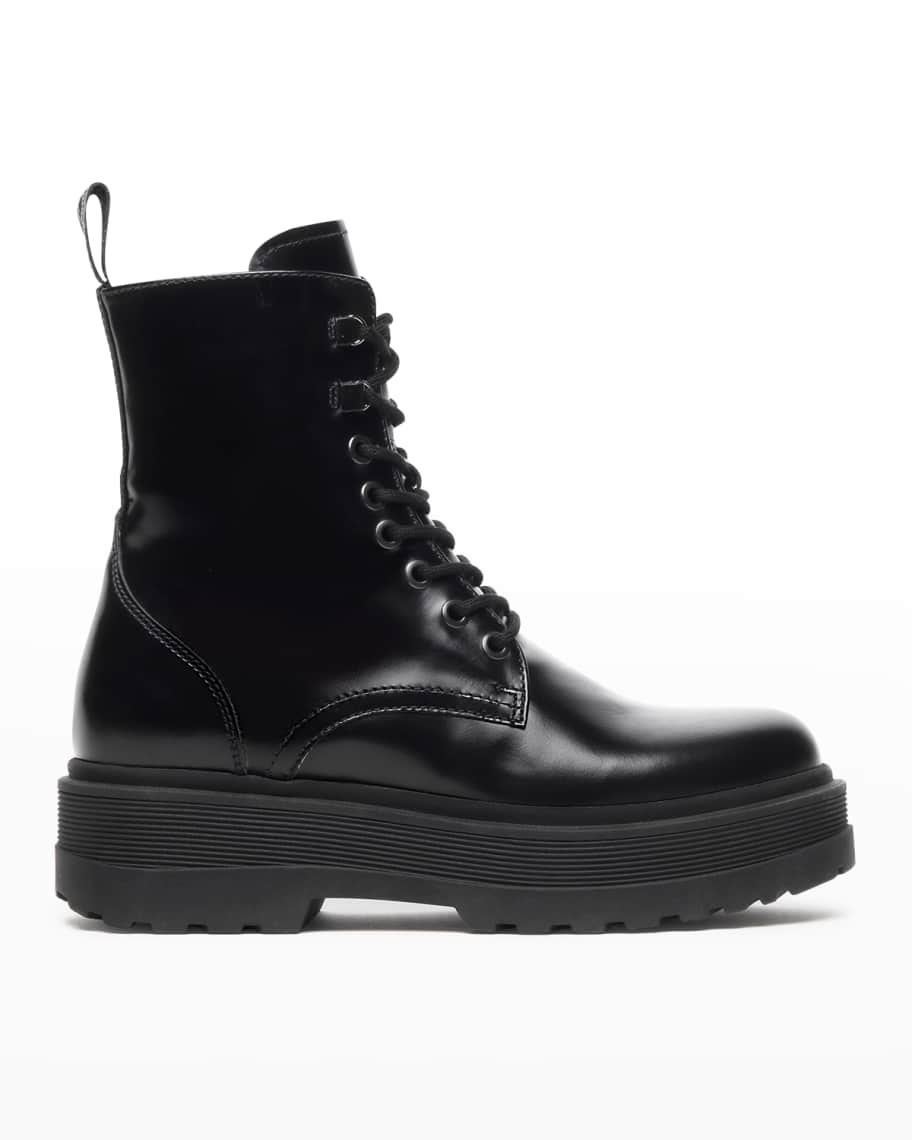 Side-Zip Leather Combat Boots | Neiman Marcus