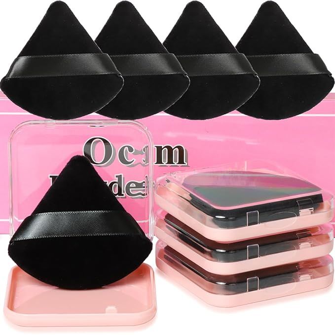 4 Pack Triangle Powder Puffs for Face Powder,Soft Velour Makeup Setting Powder Puff with Case,Bla... | Amazon (US)