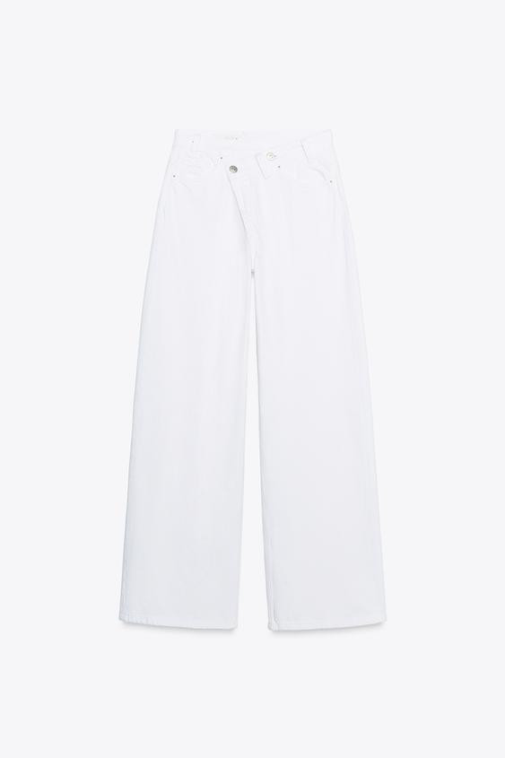 TRF HIGH-RISE WIDE LEG CROSSOVER WAIST JEANS | Zara US