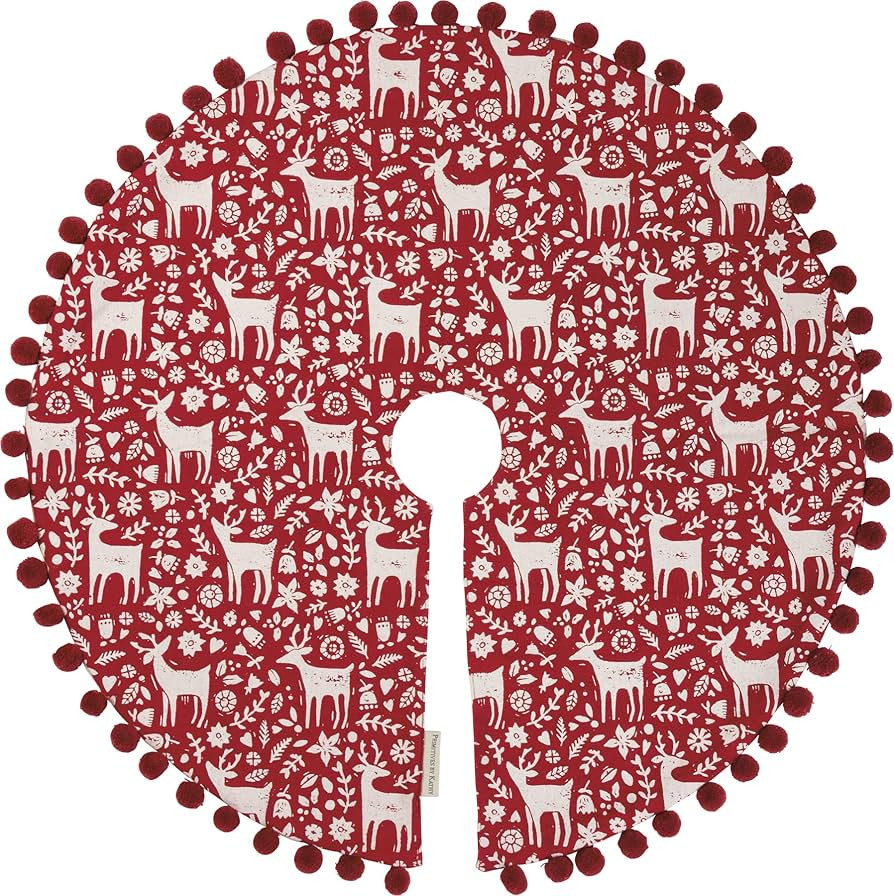 Primitives by Kathy Block Art Style Tree Skirt, Scandi Reindeer | Amazon (US)