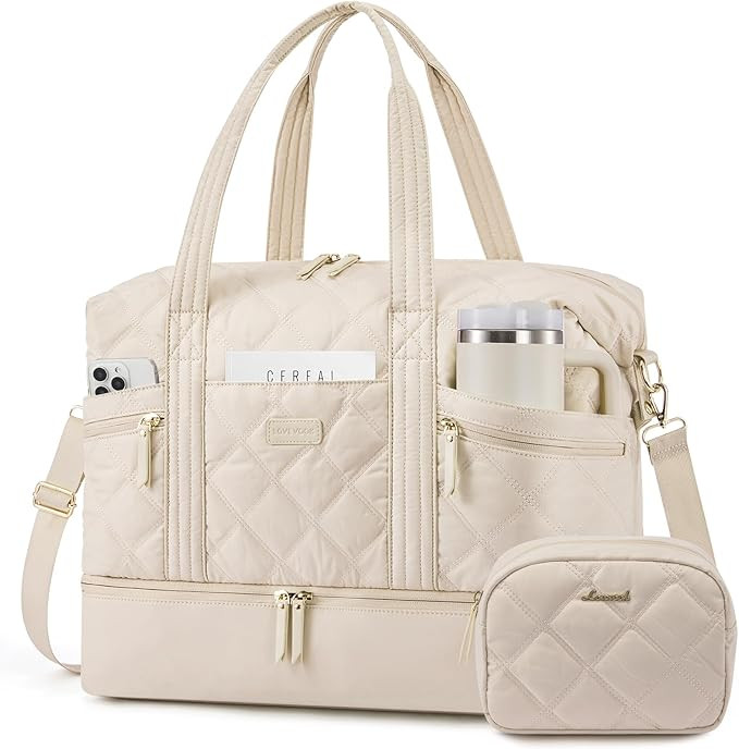 LOVEVOOK Travel Duffle Bag, Lightweight Weekender Bags for Women with Shoe Compartment, 40L Puffe... | Amazon (US)