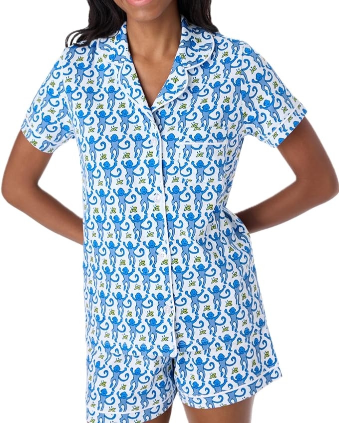 Womens Rabbit Monkey Print 2 Piece Pajamas Y2k Preppy Short Sleeve Shirt Shorts Two Piece Pjs Out... | Amazon (US)