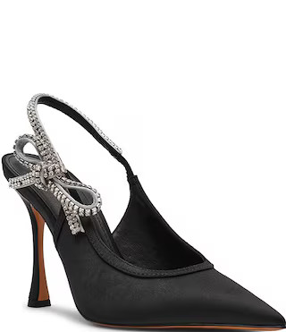 Bri Satin Rhinestone Bow Slingback Pumps | Dillard's