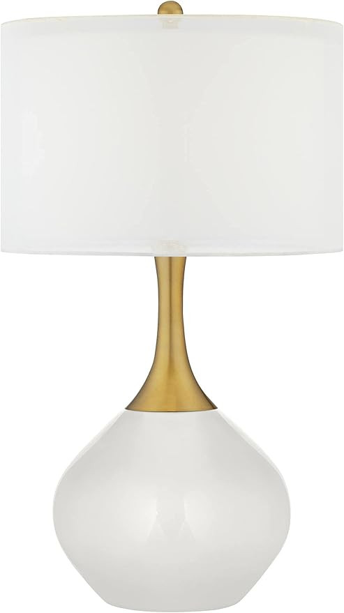 Color + Plus Nickki 30 1/2" Tall Large Mid Century Modern Glass End Table Lamp Winter White Gold ... | Amazon (US)