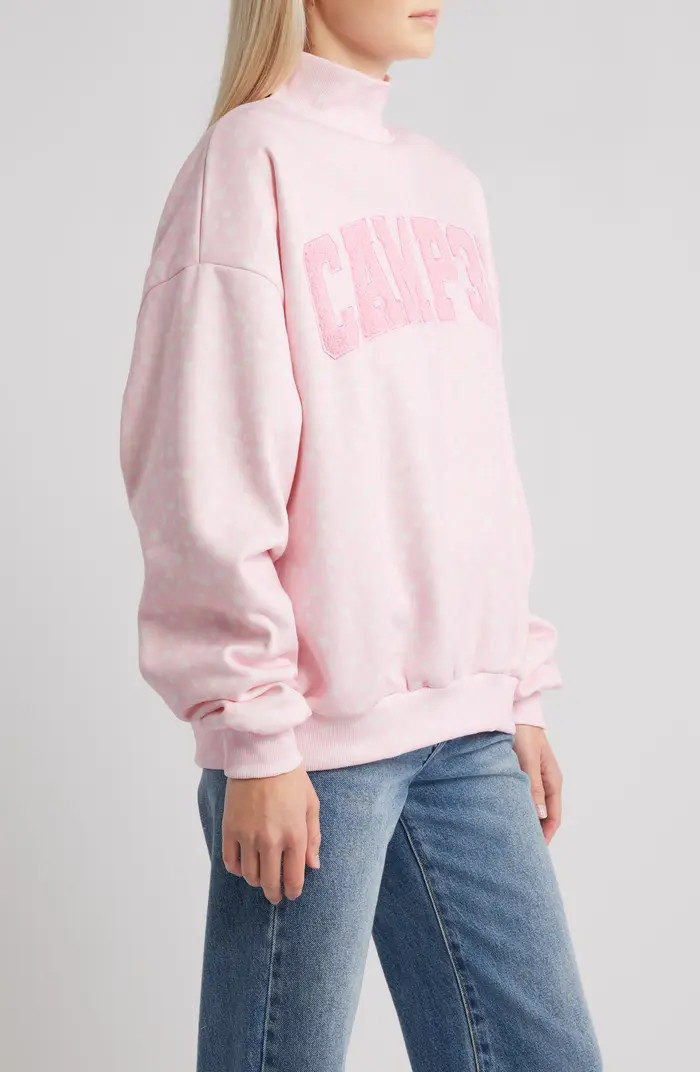 Ditsy Daisy Logo Appliqué Mock Neck Graphic Sweatshirt | Nordstrom