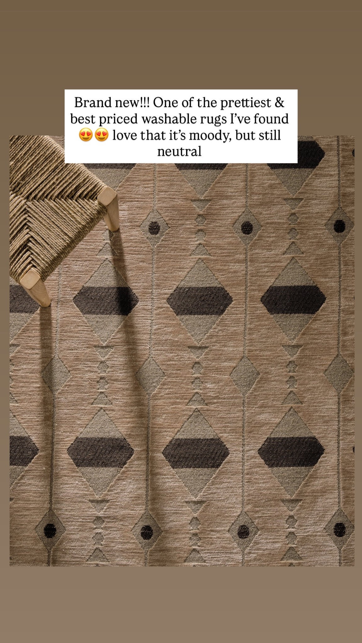 Brand new!!! One of the prettiest & best priced washable rugs I’ve found 😍😍 love that it’s moody, but still neutral