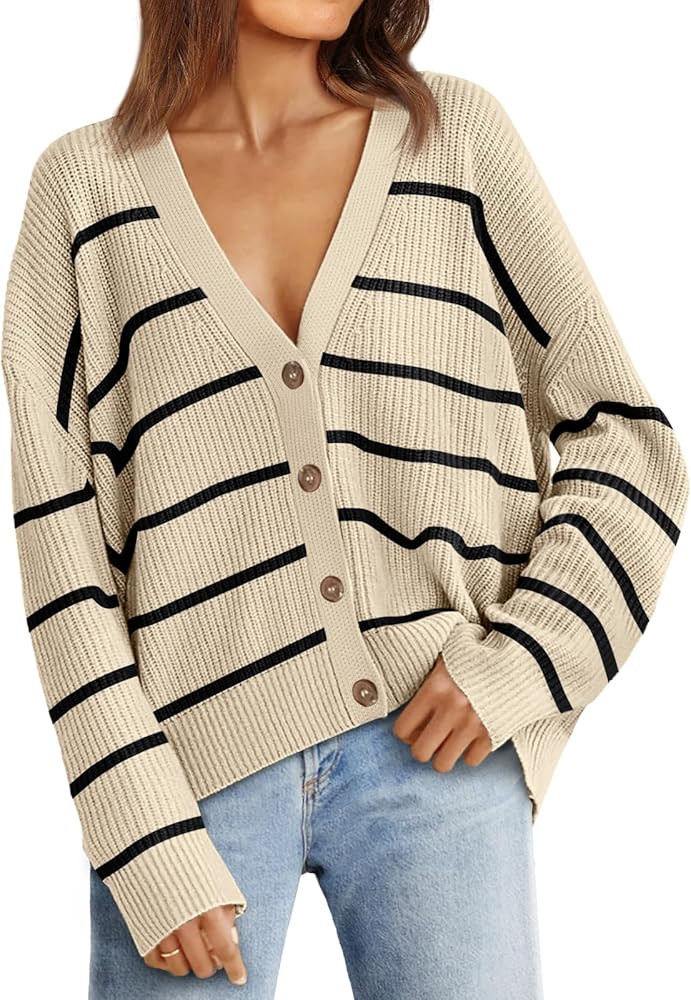 LILLUSORY Women's Cardigan Sweaters 2023 Fall Oversized Open Front Button V Neck Lightweight Card... | Amazon (US)