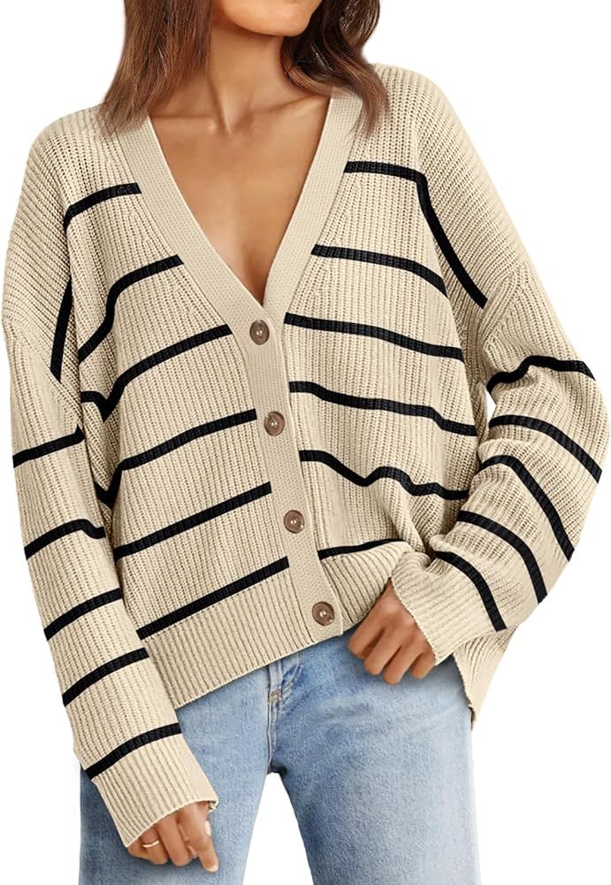 LILLUSORY Women's Cardigan Sweaters 2023 Fall Oversized Open Front Button V Neck Lightweight Card... | Amazon (US)