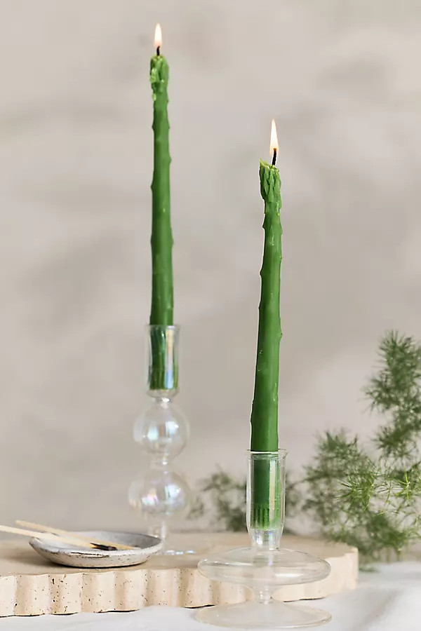Happy Organics Asparagus Beeswax Tapers, Set of 2 | Terrain