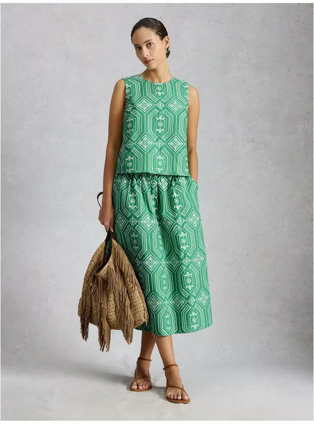 Buy WHITE STUFF Hallie Embroidered Midi Skirt 12 | Skirts | Tu | Tu Clothing