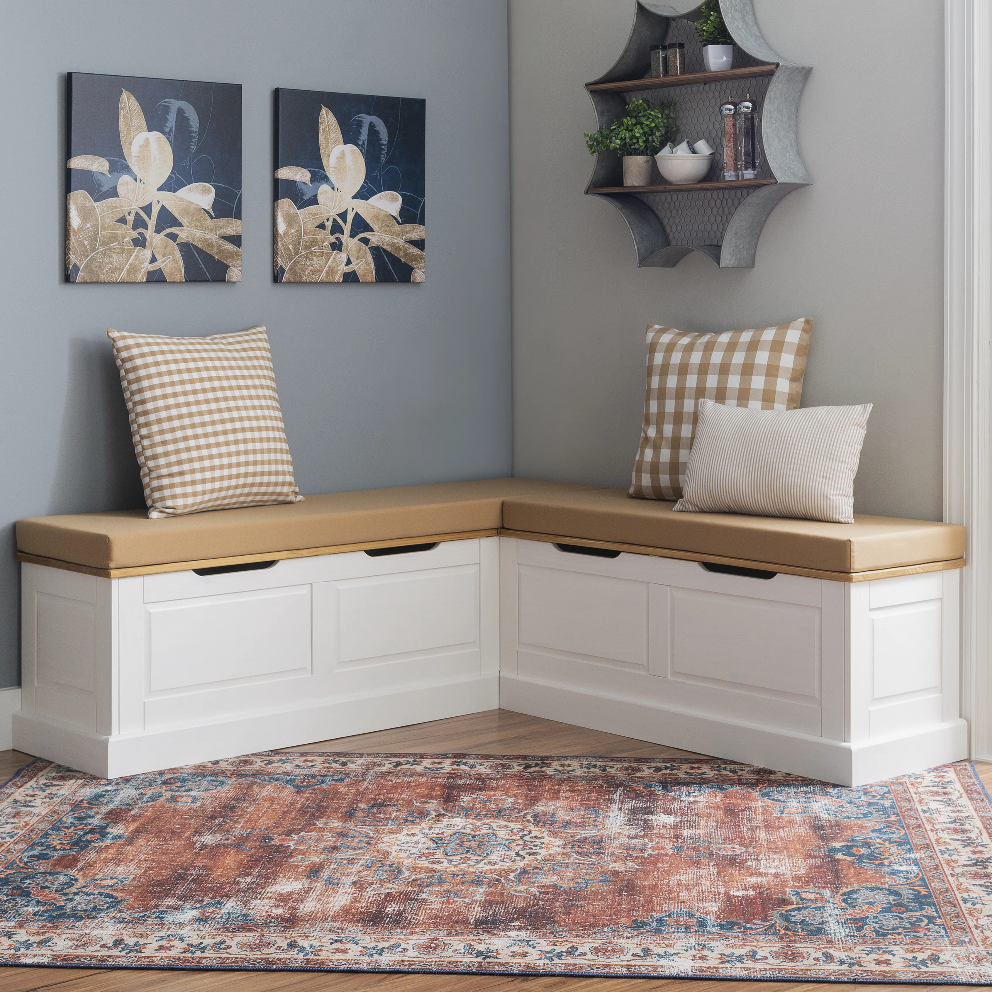 Eslick Solid Wood Corner Breakfast Nook Bench with Storage | Wayfair North America