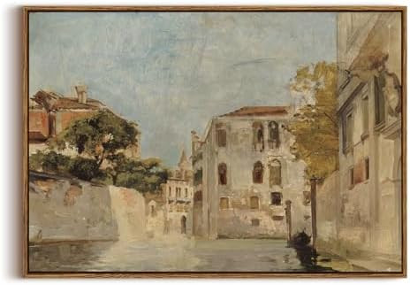 KISSFOX Vintage Venice Canal Canvas Wall Art Impressionist Retro Neutral Italy Cityscape Landscap... | Amazon (US)