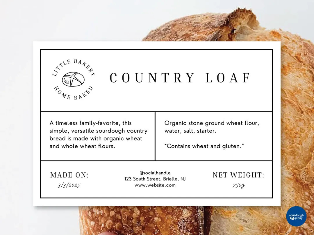 Editable Sourdough Bread Cottage Label, 4x6, Sourdough Label Template, Sourdough Ingredient Label... | Etsy (US)