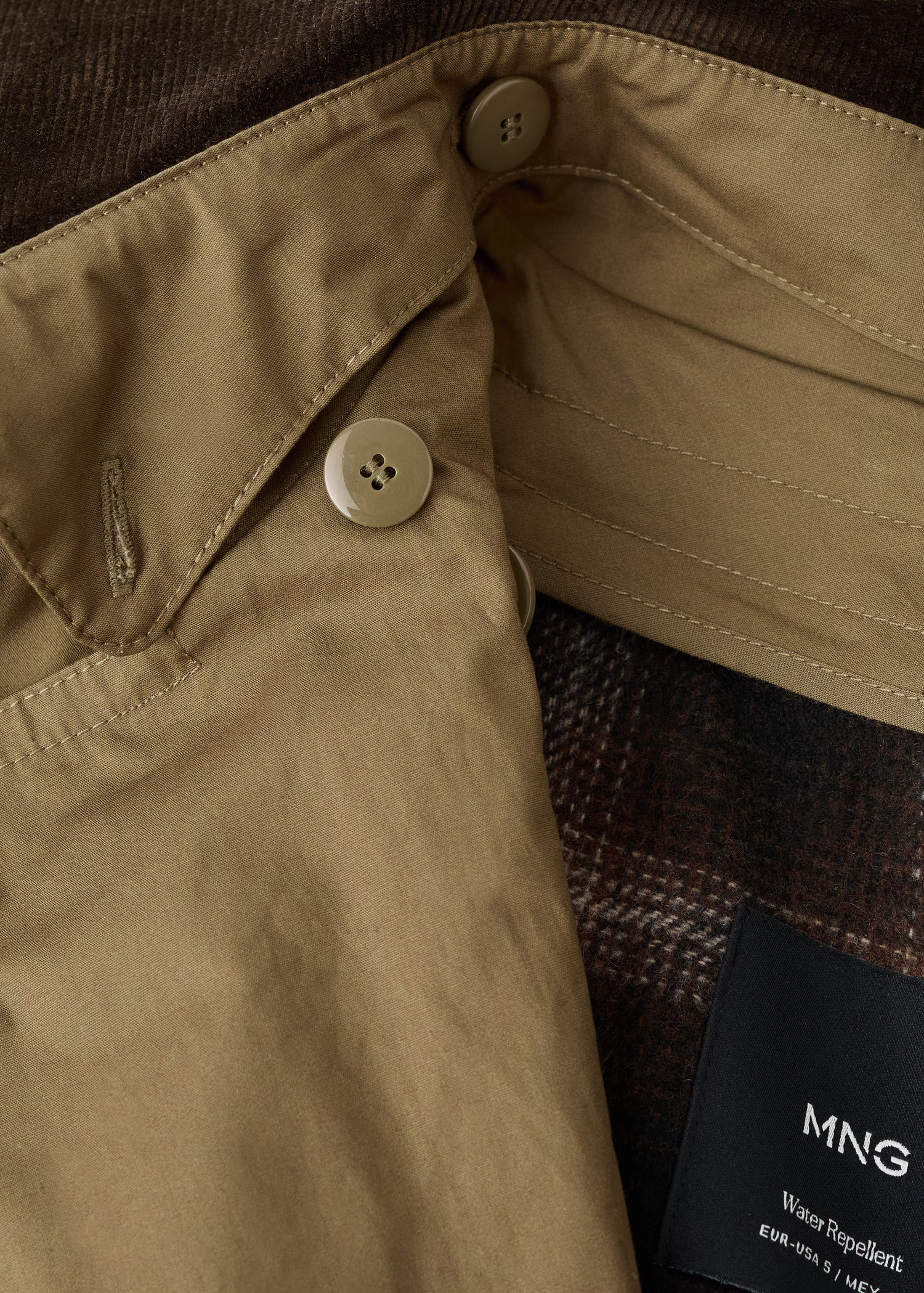 Double-breasted trench coat with corduroy collar - Women | MANGO United Kingdom | MANGO (UK)